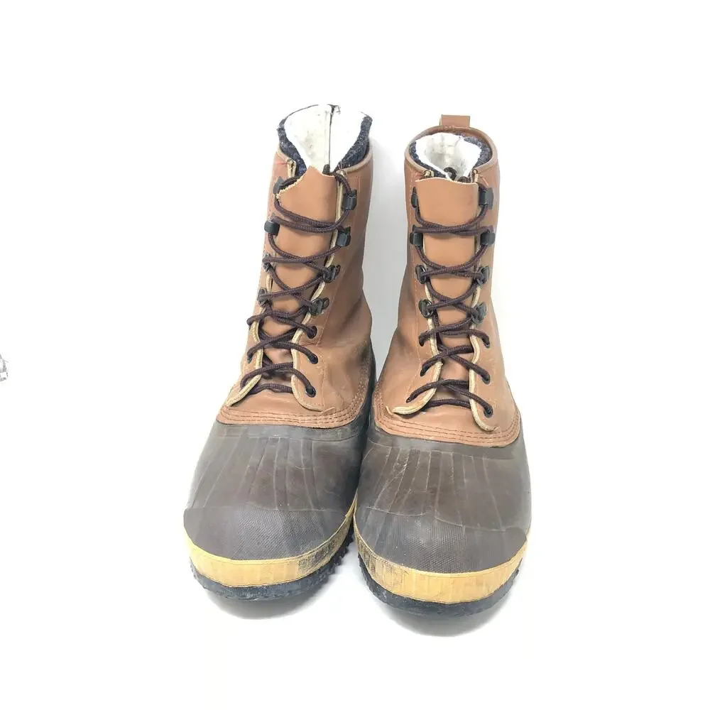 Sorel Winter Outdoor Duck Boots Mens‎ 9 Tan Brown Vintage Lace Up Winter Shoe